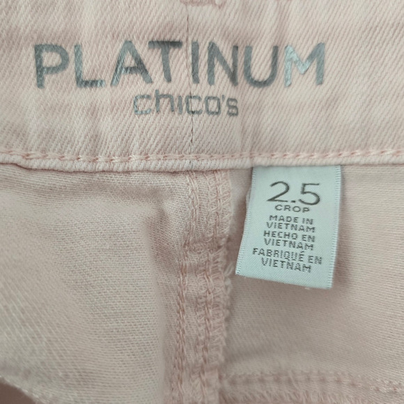 Chico's Platinum Light Pink Women's Denim Crop Jeans 2.5 -14 - Picture 4 of 6